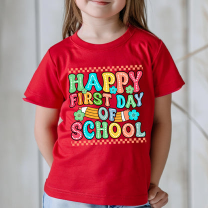 Happy First Day of School Shirt, Back to School T-Shirt, Student Inspirational, Cute School, Preschool Kindergarten Shirts, Boys Girls Tee