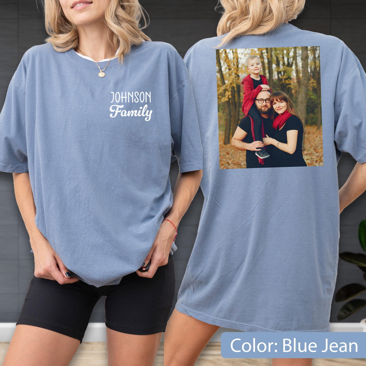 Comfort Colors Custom Family Photo Shirt, Personalized Name Tee