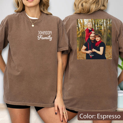 Comfort Colors Custom Family Photo Shirt, Personalized Name Tee