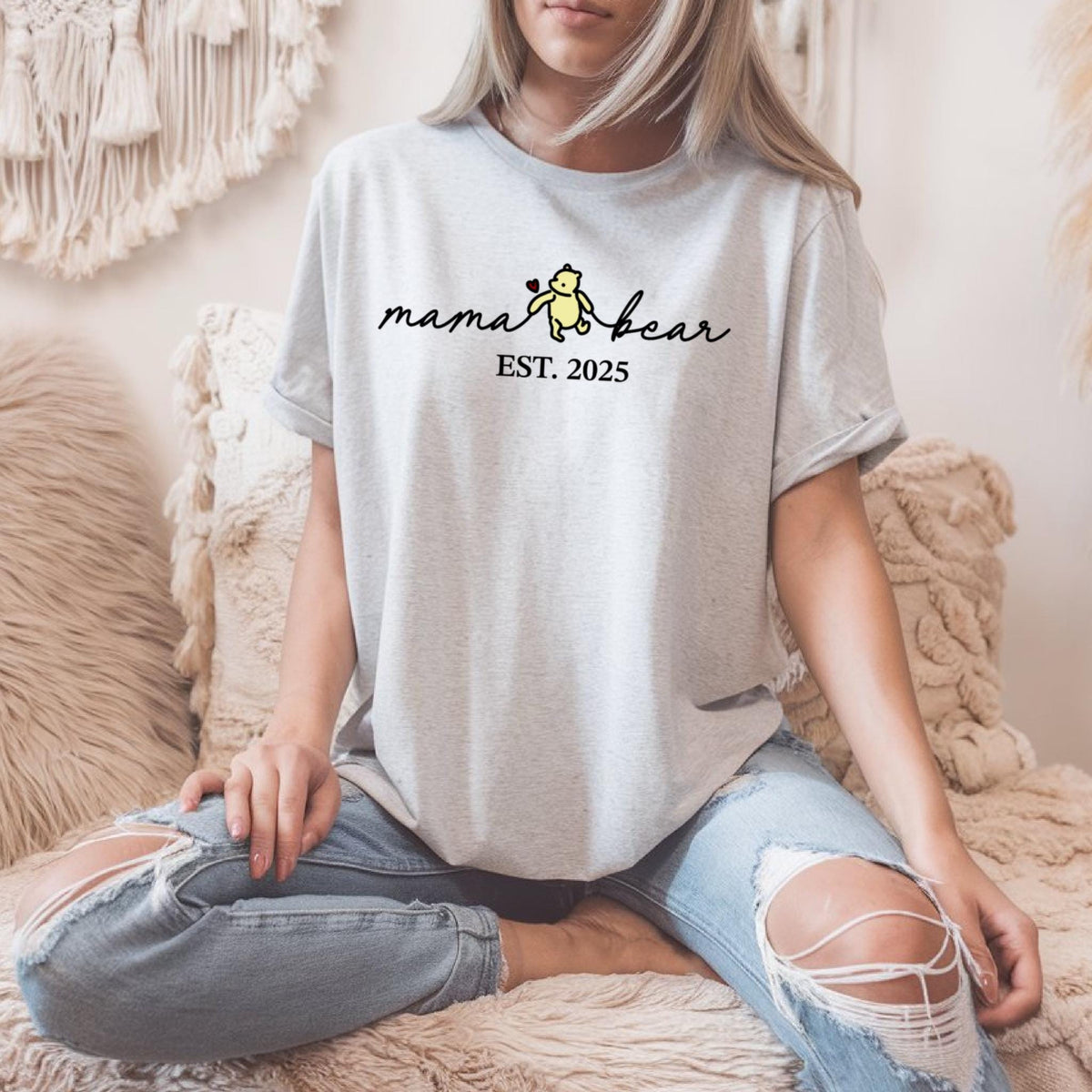 Custom Mama Bear T-Shirt, Personalized Mom Est Tee, New Mom Gift