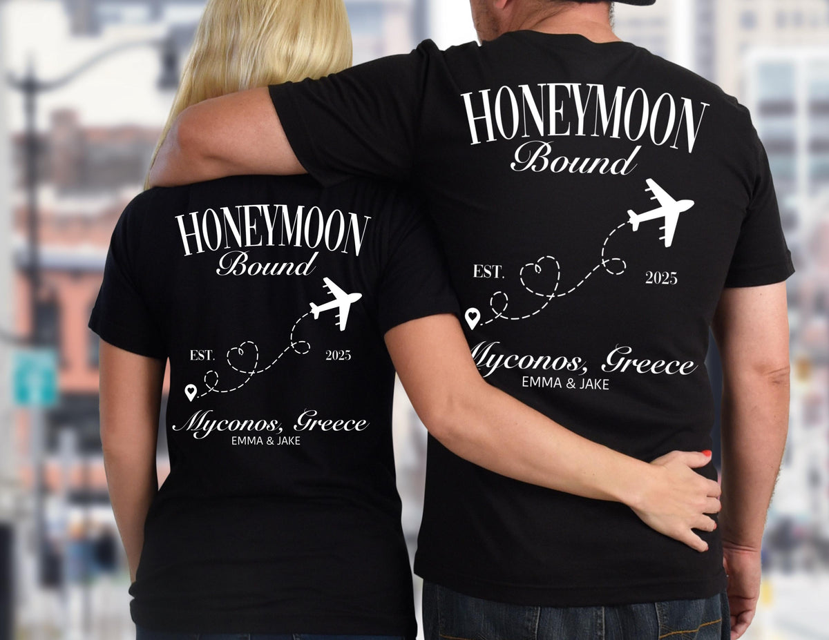 Honeymoon Bound Shirt, Custom Honeymoon Tee, Just Married Couple Tee, Personalized Vacation Shirt, Newlywed Gift Outfit