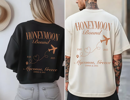 Honeymoon Bound Shirt, Custom Honeymoon Tee, Just Married Couple Tee, Personalized Vacation Shirt, Newlywed Gift Outfit