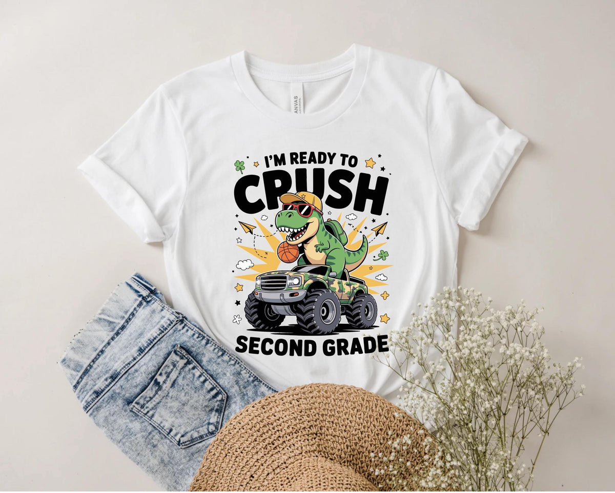 Ready to Crush Back to School Shirt, Dinosaur Boys Tee, Funny First Day Tee, Custom School Shirt, 1st Day of School Kid Shirt