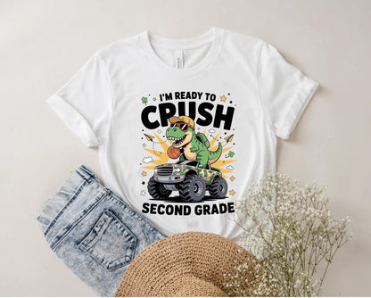 Ready to Crush Back to School Shirt, Dinosaur Boys Tee, Funny First Day Tee, Custom School Shirt, 1st Day of School Kid Shirt