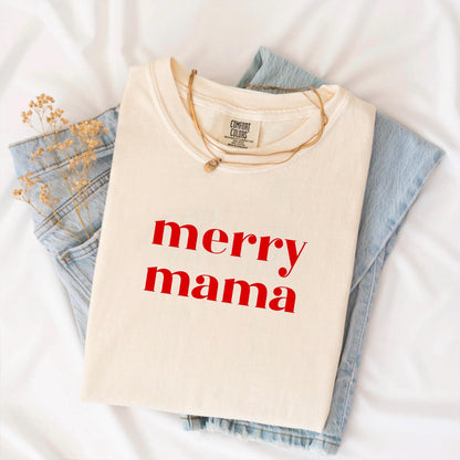 Merry Mama & Mini Shirt, Matching Christmas Tee, Personalized Holiday Tee, Family Merry Shirt, Festive Shirt
