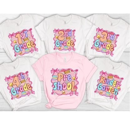 Coquette Teacher First Day of School Shirt, Preppy Bow Grade Level Tee, Back to School Teacher/Student Gift, Cute Elementary Teacher T-Shirt