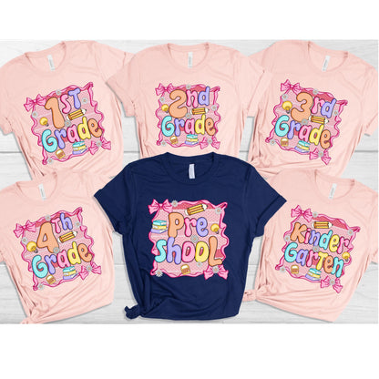 Coquette Teacher First Day of School Shirt, Preppy Bow Grade Level Tee, Back to School Teacher/Student Gift, Cute Elementary Teacher T-Shirt
