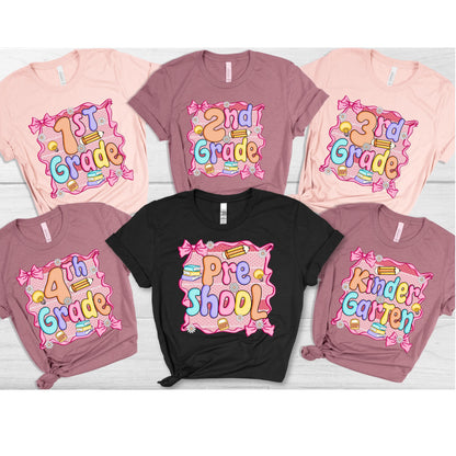 Coquette Teacher First Day of School Shirt, Preppy Bow Grade Level Tee, Back to School Teacher/Student Gift, Cute Elementary Teacher T-Shirt