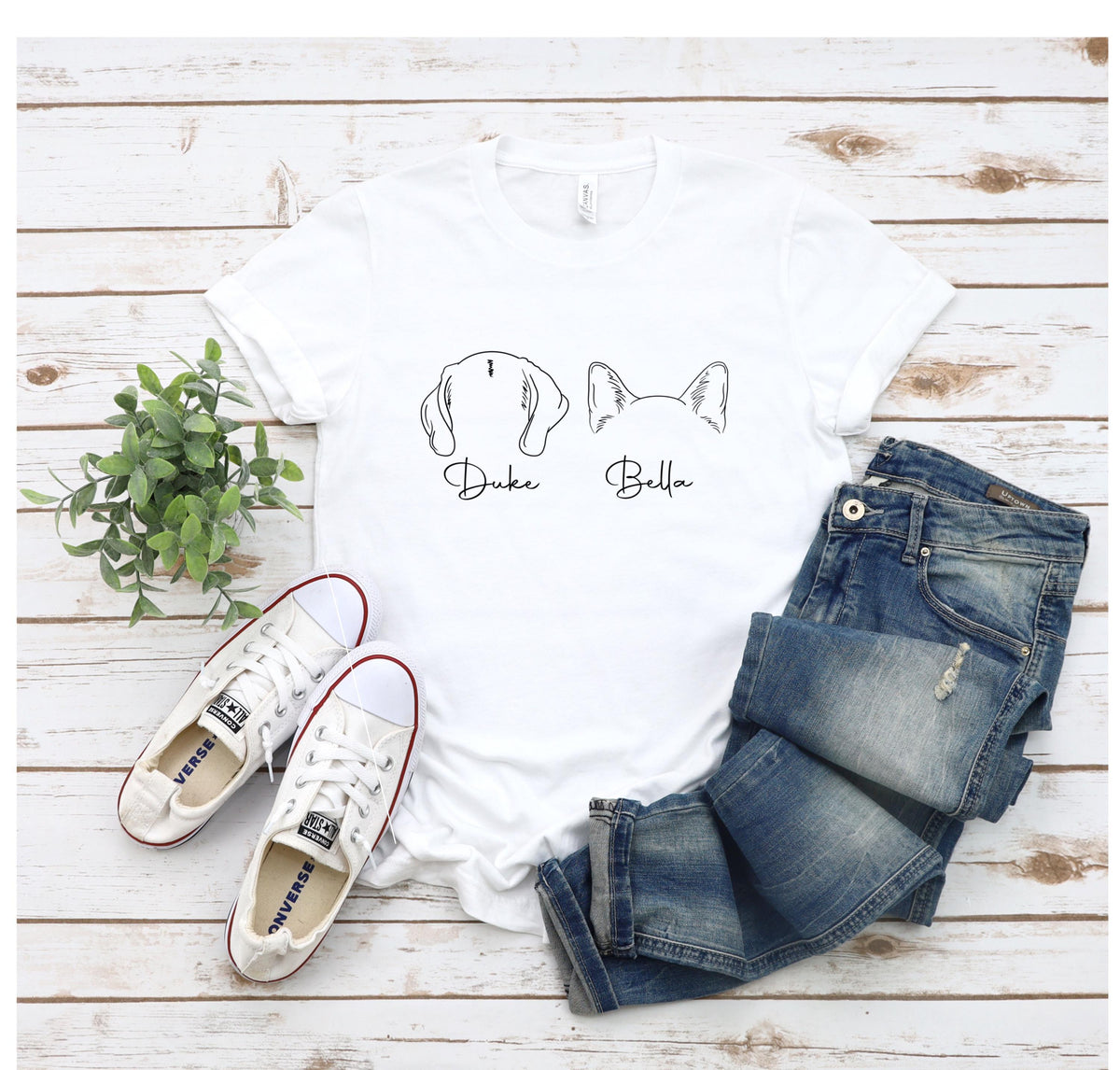 Custom Dog Shirt, Personalized Dog & Cat Ears Tee with Name, Dog Mom Tee, Pet Lover Shirt, Gift for Him and Her
