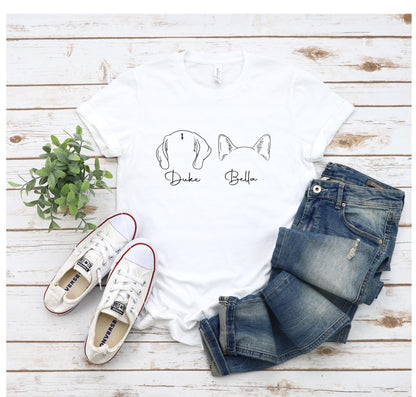 Custom Dog Shirt, Personalized Dog & Cat Ears Tee with Name, Dog Mom Tee, Pet Lover Shirt, Gift for Him and Her