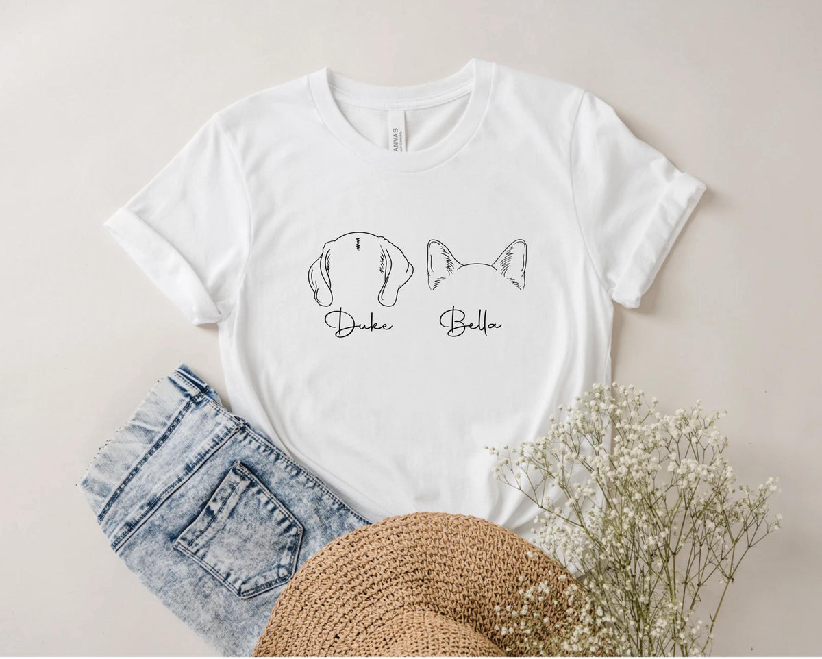 Custom Dog Shirt, Personalized Dog & Cat Ears Tee with Name, Dog Mom Tee, Pet Lover Shirt, Gift for Him and Her