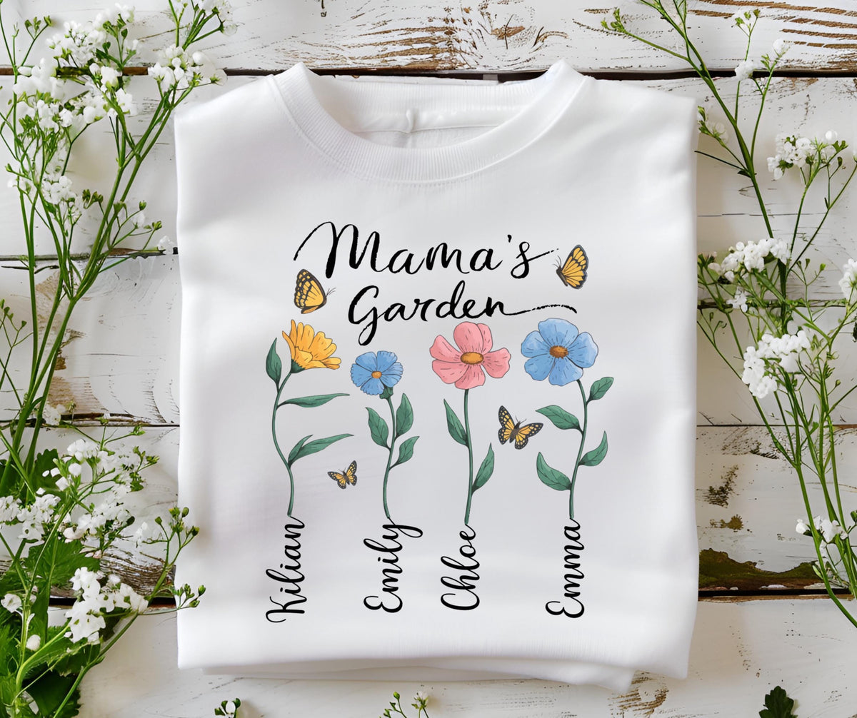 Mama’s Garden Shirt – Custom Birth Flower Tee, Mother's Day Tee, Mom's Garden Shirt, Personalized Gift for Her