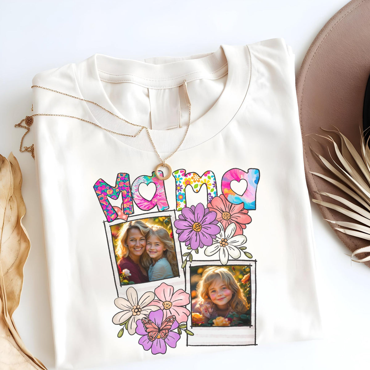Custom Mama Shirt with Kids Photo – Pink Coquette Tee, Personalized Tee, Cute Mom Shirt, Gift Shirt for Her