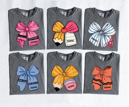 Custom Teacher Bow Shirt with Name, Back to School Tee, Teacher Appreciation Gift, Personalized School Shirt, Gift for Teachers & Educators
