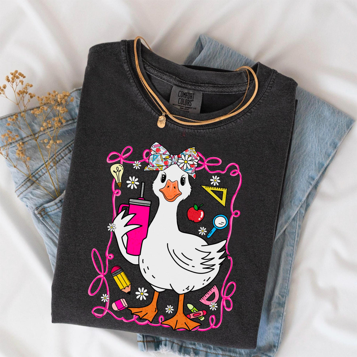 Silly Teacher Goose Shirt, Preppy Coquette Teacher Tee, Funny Back to School Shirt, New Elementary Teacher Shirt