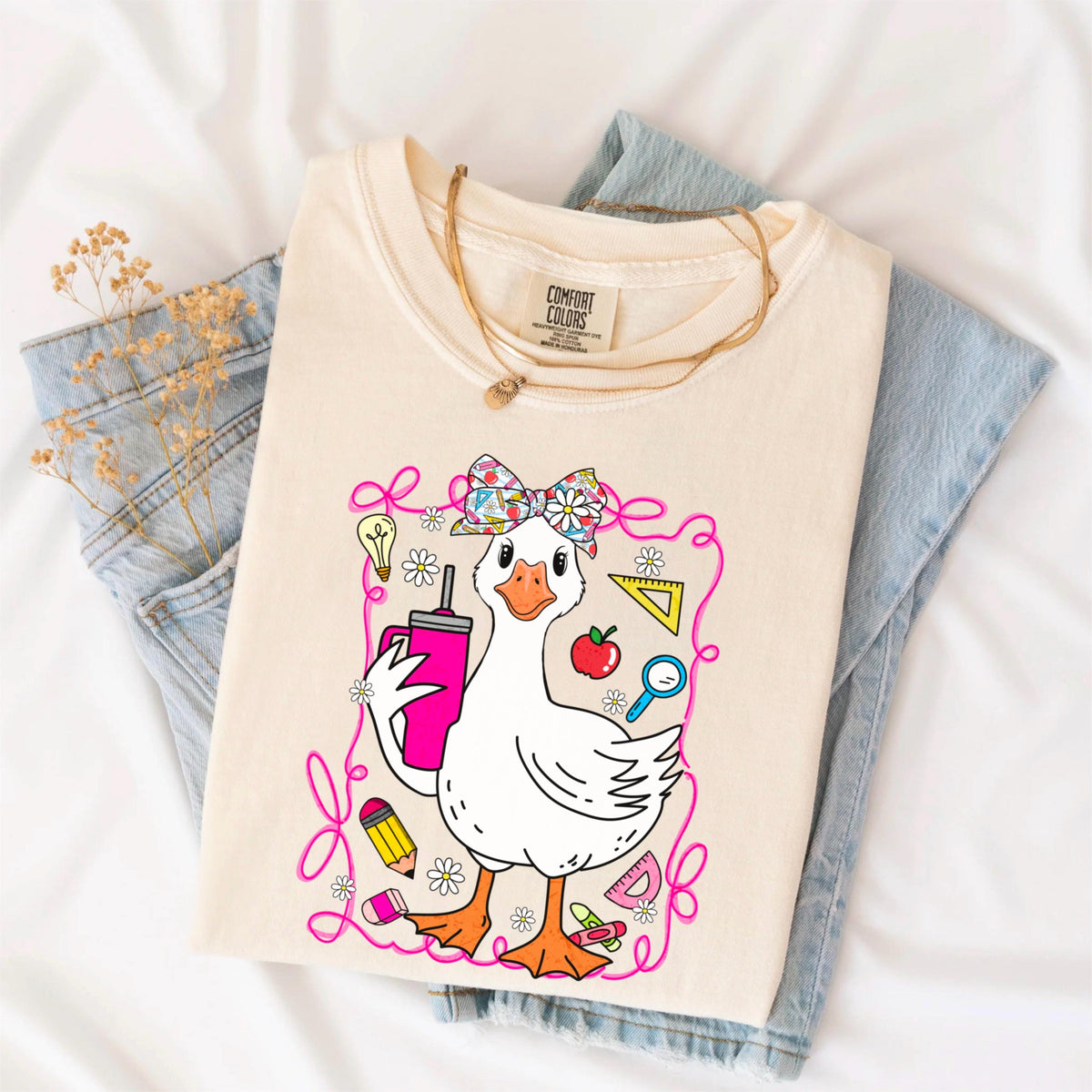 Silly Teacher Goose Shirt, Preppy Coquette Teacher Tee, Funny Back to School Shirt, New Elementary Teacher Shirt