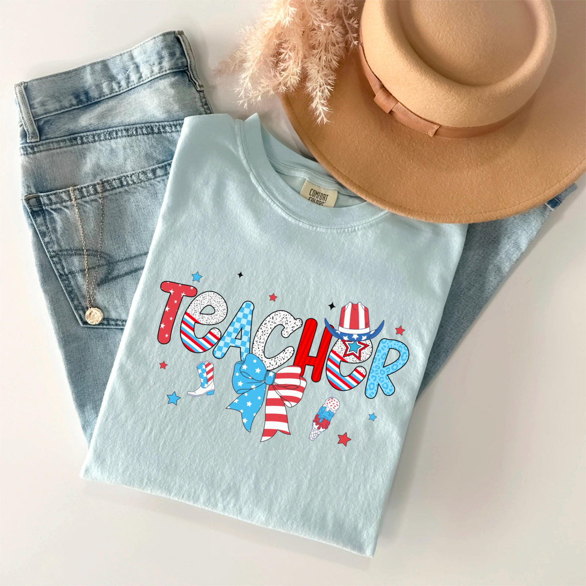 American Teacher Shirt, 4th of July USA Flag Teacher Tee, Patriotic Teachers Shirt, Fourth of July Shirt, Red White Blue School Shirt