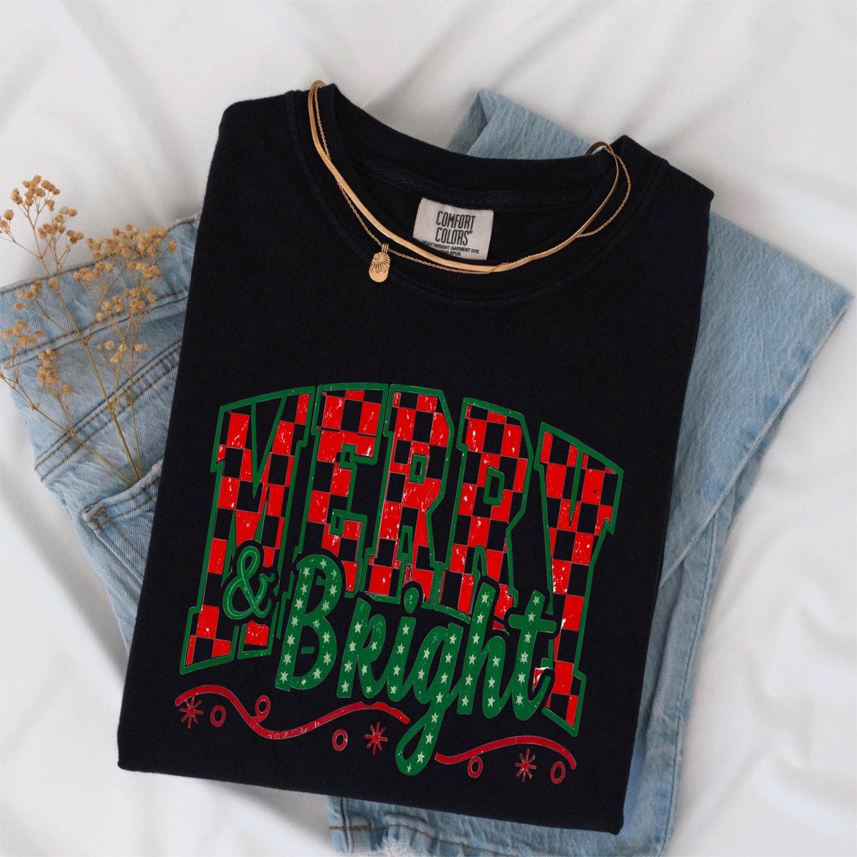 Merry and Bright Shirt, Women’s Christmas Tee, Cute Holiday Tee, Chic Winter Shirt, Christmas Gift Shirt