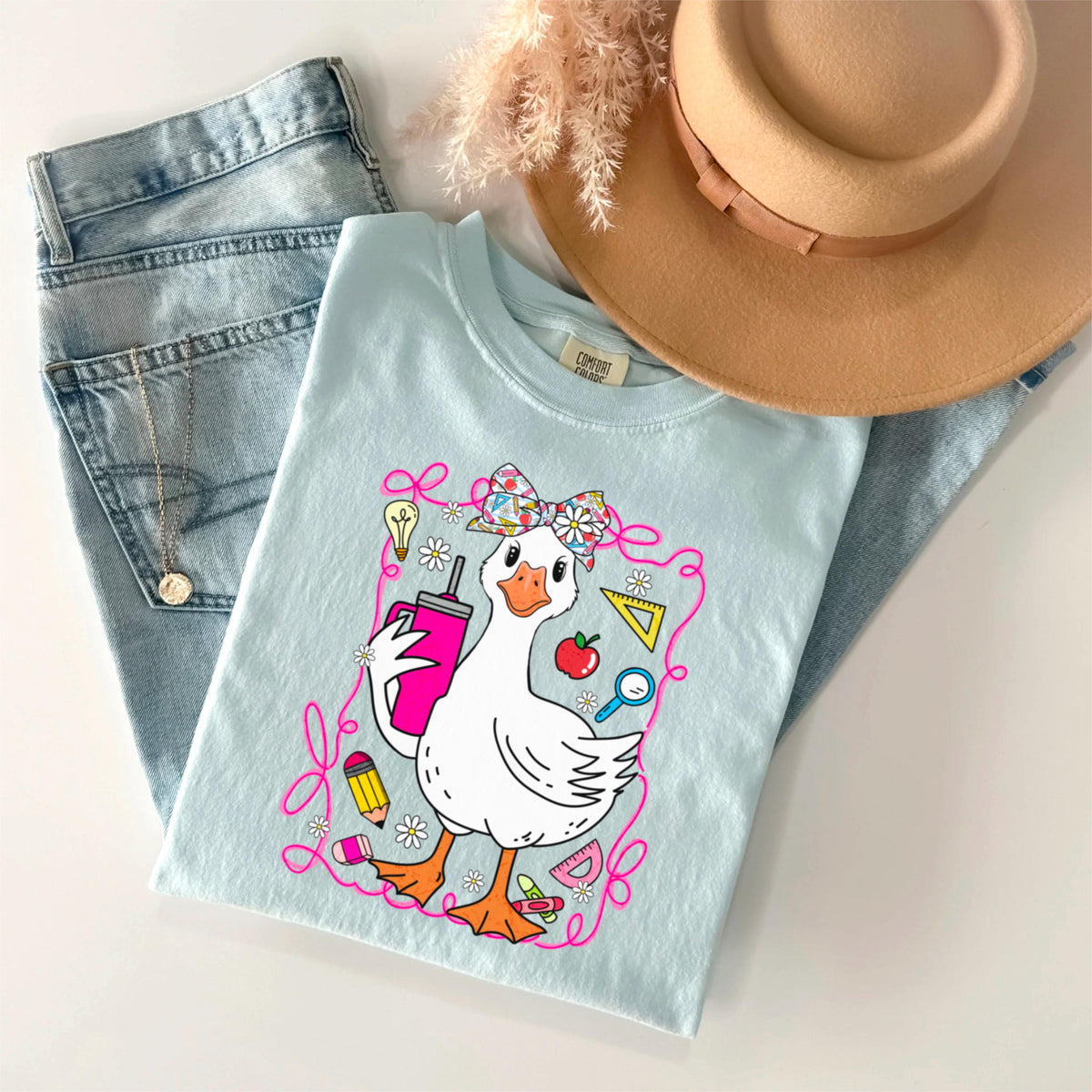 Silly Teacher Goose Shirt, Preppy Coquette Teacher Tee, Funny Back to School Shirt, New Elementary Teacher Shirt