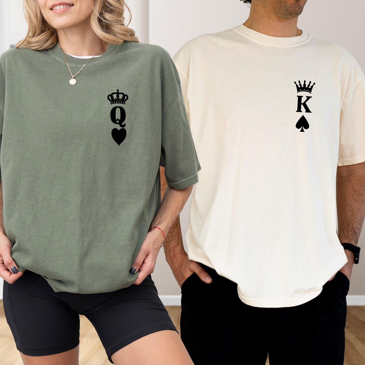 Comfort Colors King and Queen Matching Shirts, Crown Couple Tees