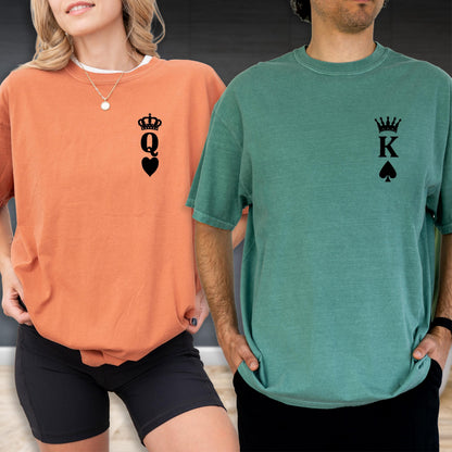 Comfort Colors King and Queen Matching Shirts, Crown Couple Tees