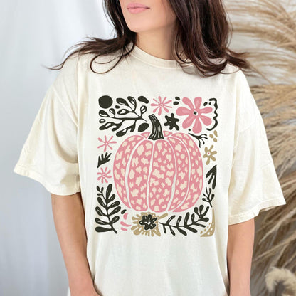 Pink Leopard Pumpkin Shirt: Boho Fall Halloween Tee