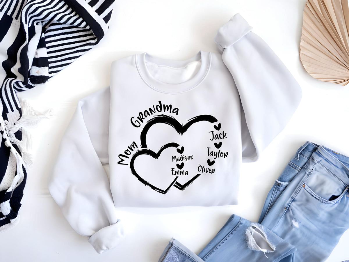 Personalized Grandma Heart Shirt, Grandkids Names, Mother's Day Gift