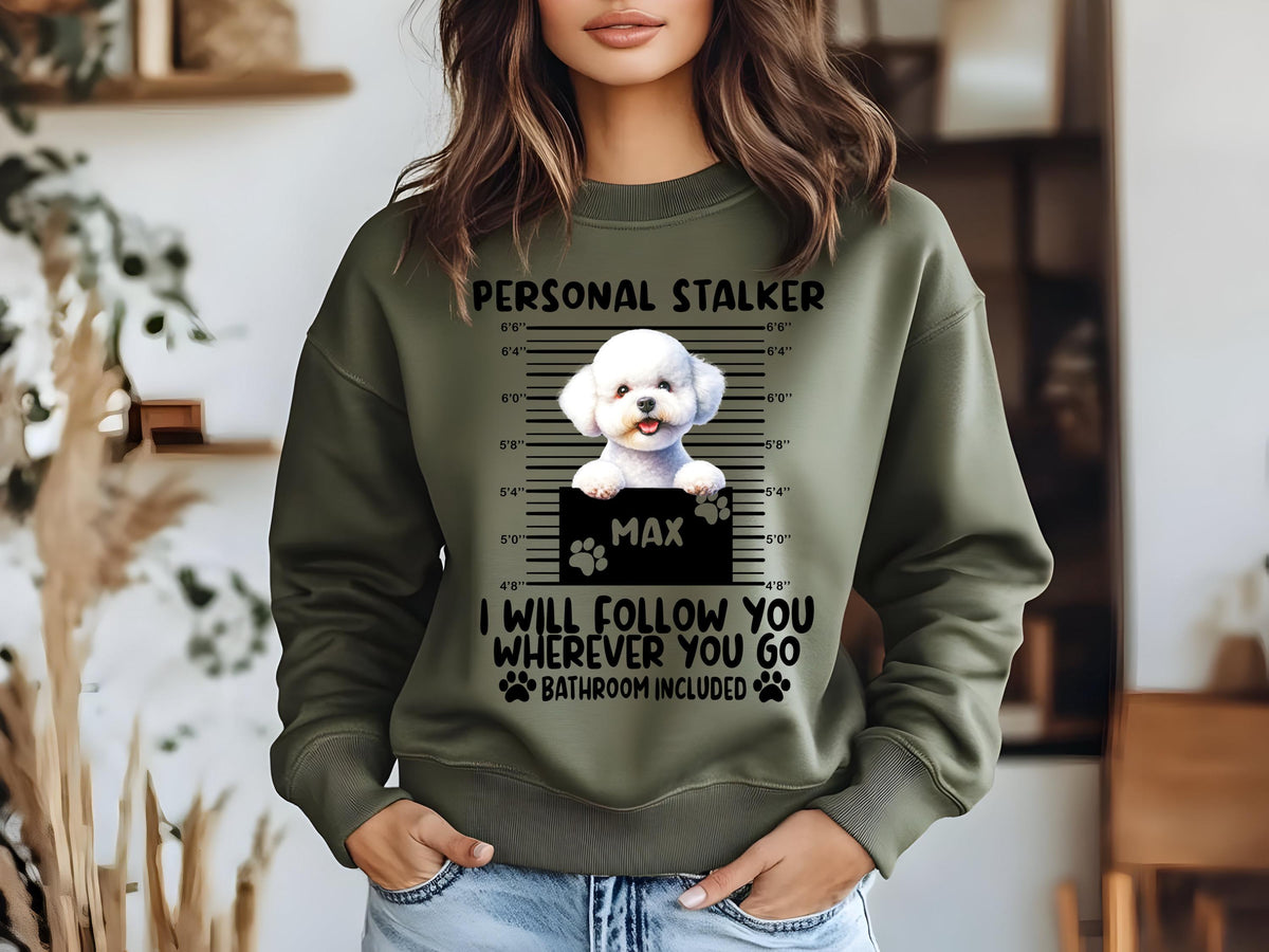 Custom Bichon Frise 'Personal Stalker' Dog Mom Shirt