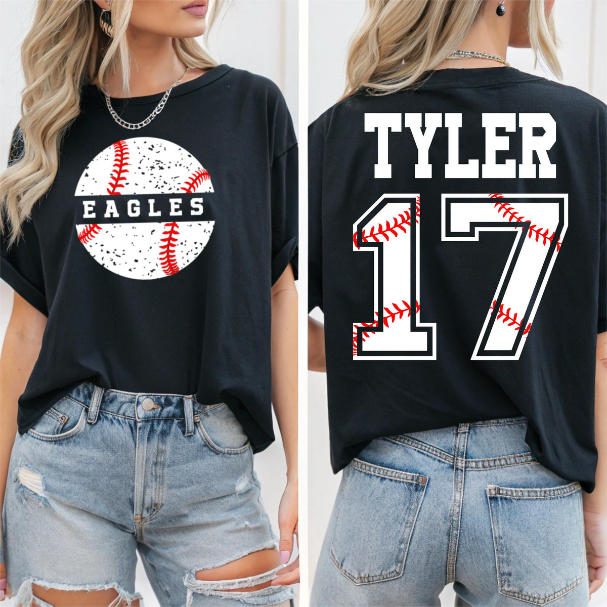Custom Baseball Team Shirt, Personalized Name & Number Tee