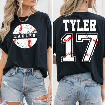 Custom Baseball Team Shirt, Personalized Name & Number Tee