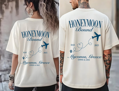 Honeymoon Bound Shirt, Custom Honeymoon Tee, Just Married Couple Tee, Personalized Vacation Shirt, Newlywed Gift Outfit