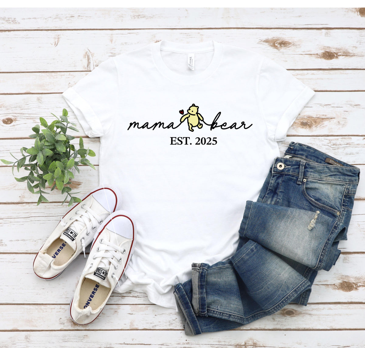 Custom Mama Bear T-Shirt, Personalized Mom Est Tee, New Mom Gift