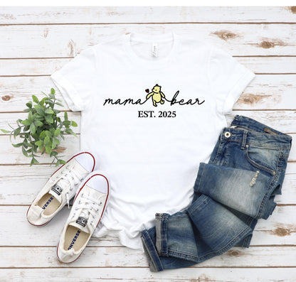 Custom Mama Bear T-Shirt, Personalized Mom Est Tee, New Mom Gift