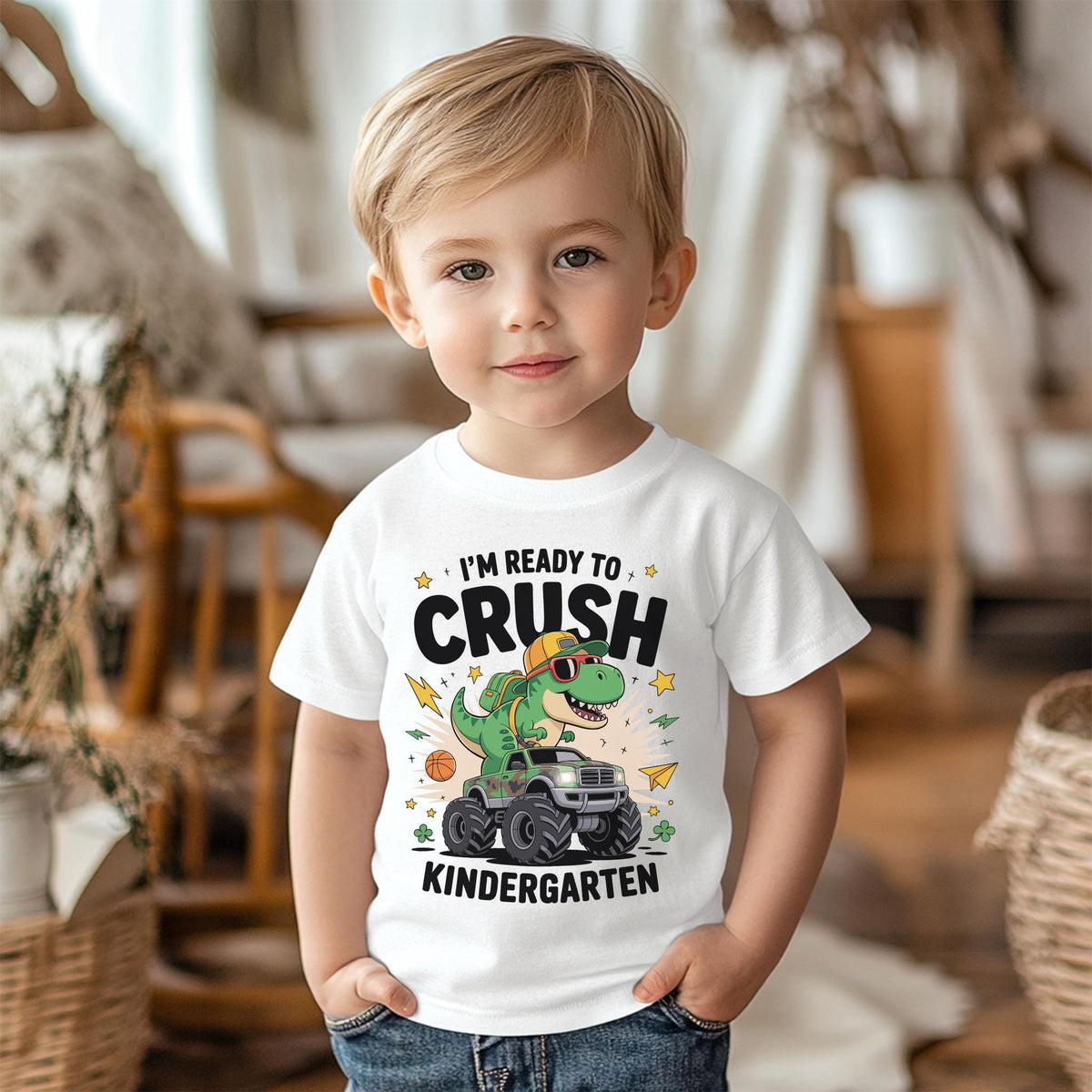 Ready to Crush Back to School Shirt, Dinosaur Boys Tee, Funny First Day Tee, Custom School Shirt, 1st Day of School Kid Shirt