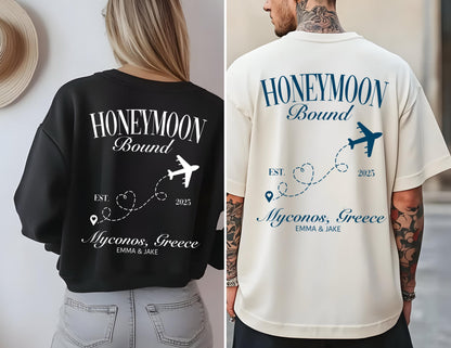 Honeymoon Bound Shirt, Custom Honeymoon Tee, Just Married Couple Tee, Personalized Vacation Shirt, Newlywed Gift Outfit