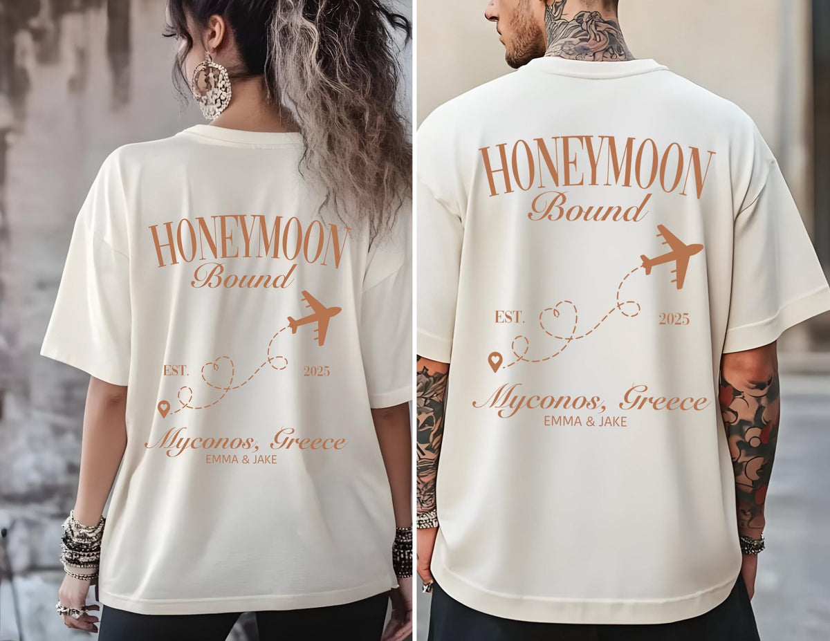 Honeymoon Bound Shirt, Custom Honeymoon Tee, Just Married Couple Tee, Personalized Vacation Shirt, Newlywed Gift Outfit