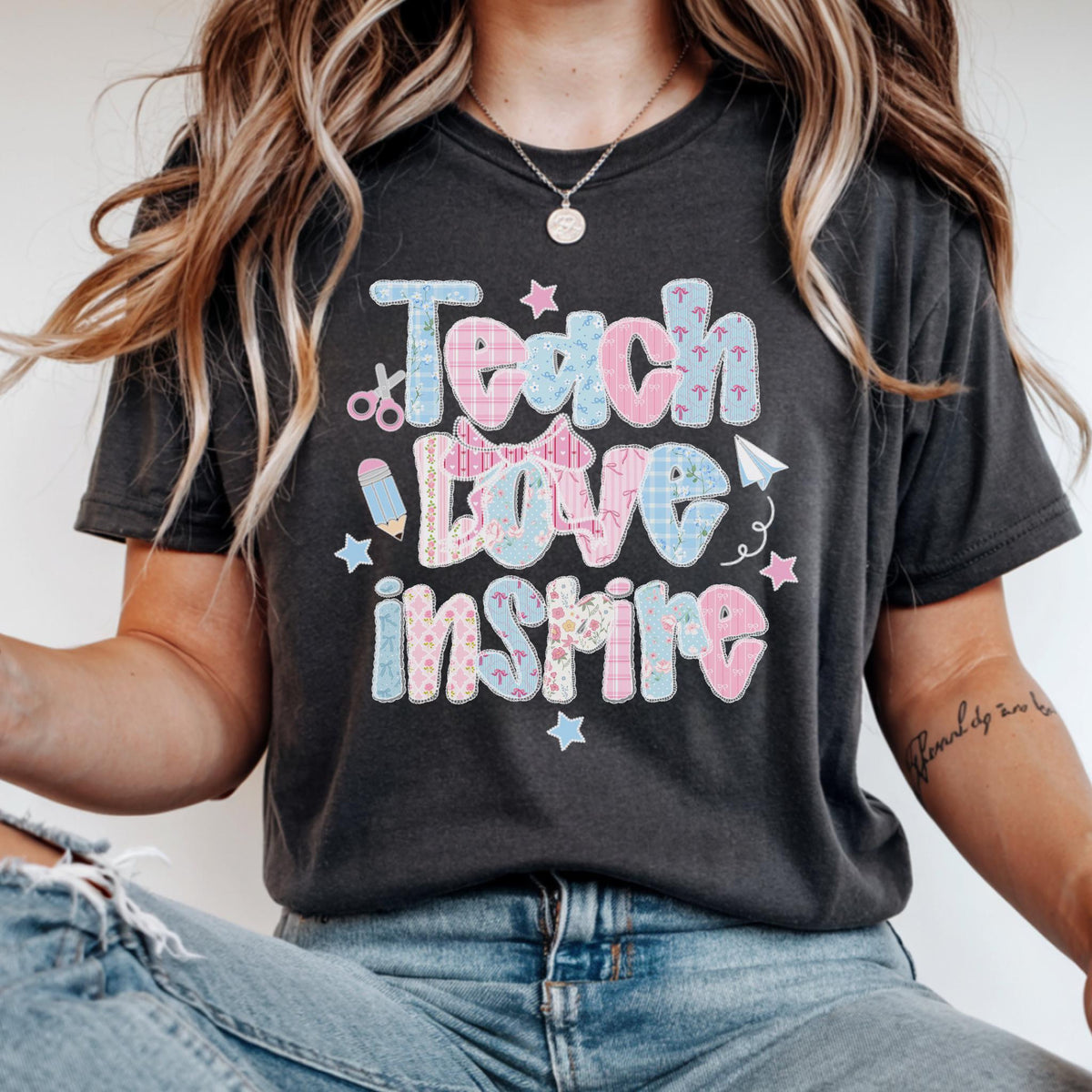 Teach Love Inspire Shirt – Boho Teacher Tee, Retro Floral Tee, Back to School Shirt, Gift for Teacher Shirt