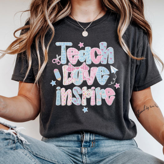 Teach Love Inspire Shirt – Boho Teacher Tee, Retro Floral Tee, Back to School Shirt, Gift for Teacher Shirt
