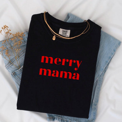 Merry Mama & Mini Shirt, Matching Christmas Tee, Personalized Holiday Tee, Family Merry Shirt, Festive Shirt