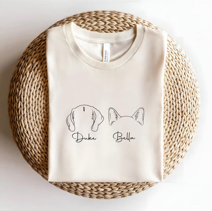 Custom Dog Shirt, Personalized Dog & Cat Ears Tee with Name, Dog Mom Tee, Pet Lover Shirt, Gift for Him and Her