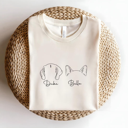 Custom Dog Shirt, Personalized Dog & Cat Ears Tee with Name, Dog Mom Tee, Pet Lover Shirt, Gift for Him and Her