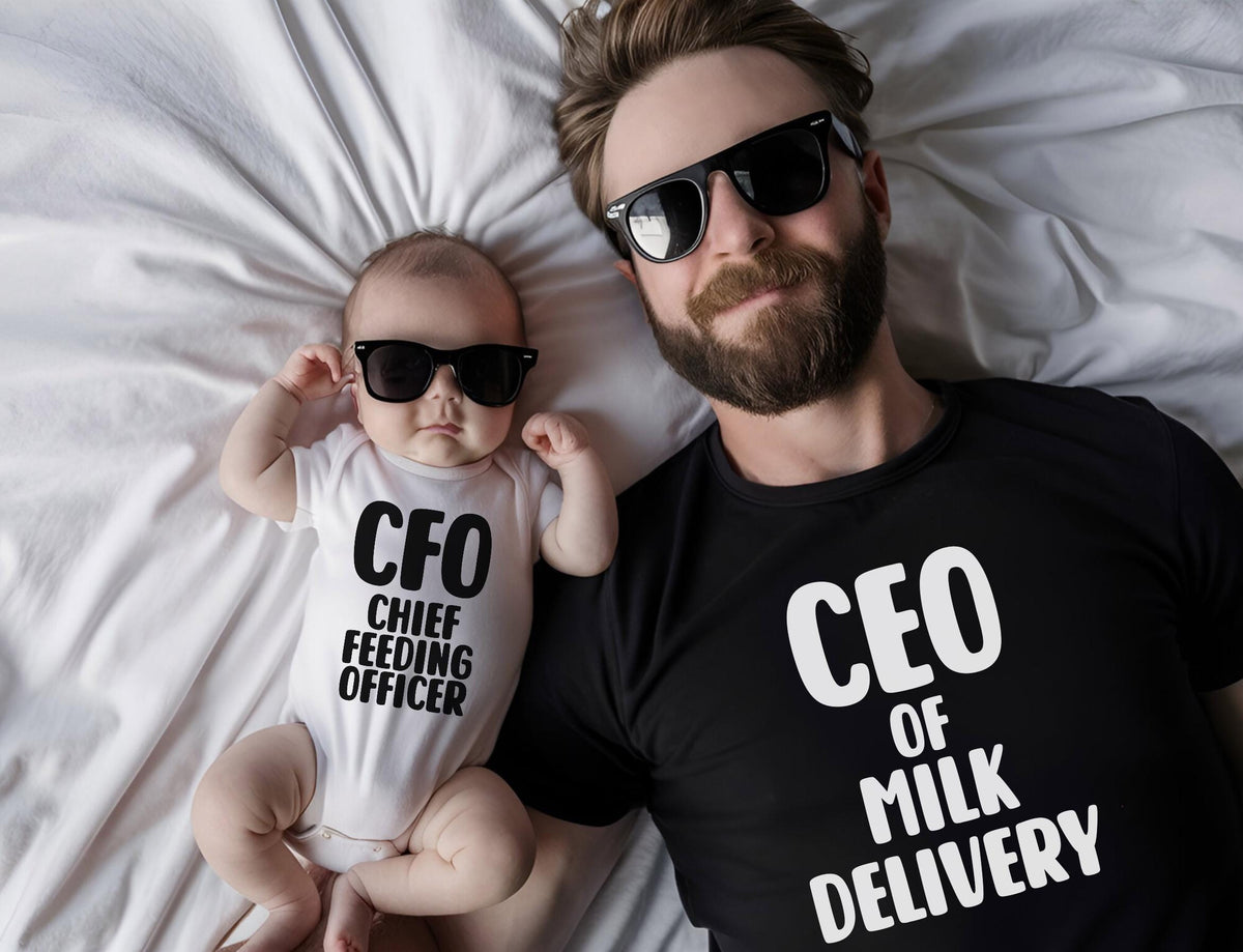 CEO of Milk Delivery & CFO Matching Shirt, Funny Dad and Baby Tee, Father's Day Tee, New Dad Shirt Gift
