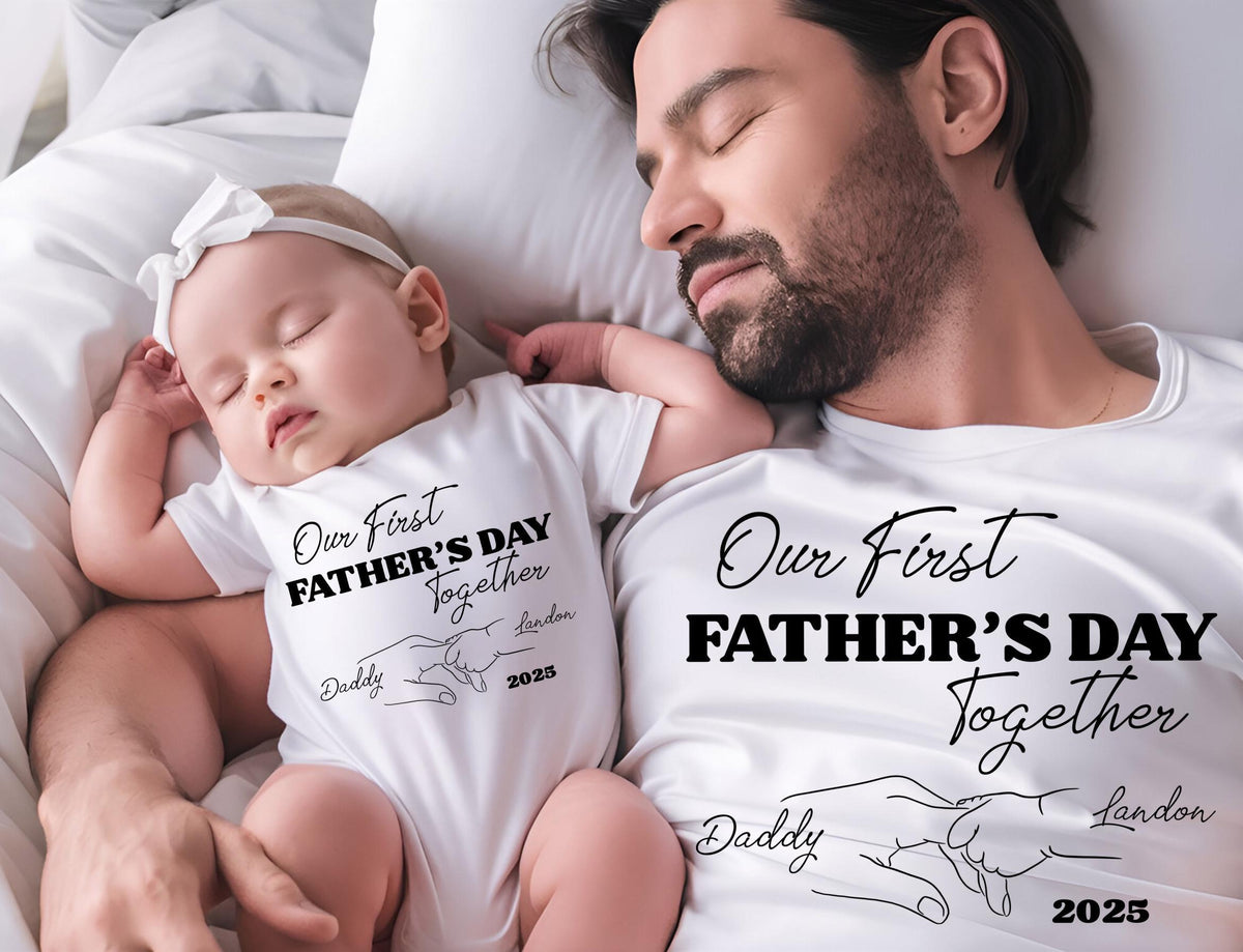 Personalized Father's Day Shirt – Our First Father's Day Tee, Custom Tee, New Dad Shirt, Gift for Him
