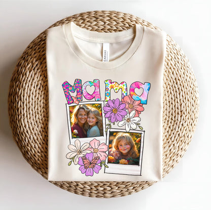 Custom Mama Shirt with Kids Photo – Pink Coquette Tee, Personalized Tee, Cute Mom Shirt, Gift Shirt for Her