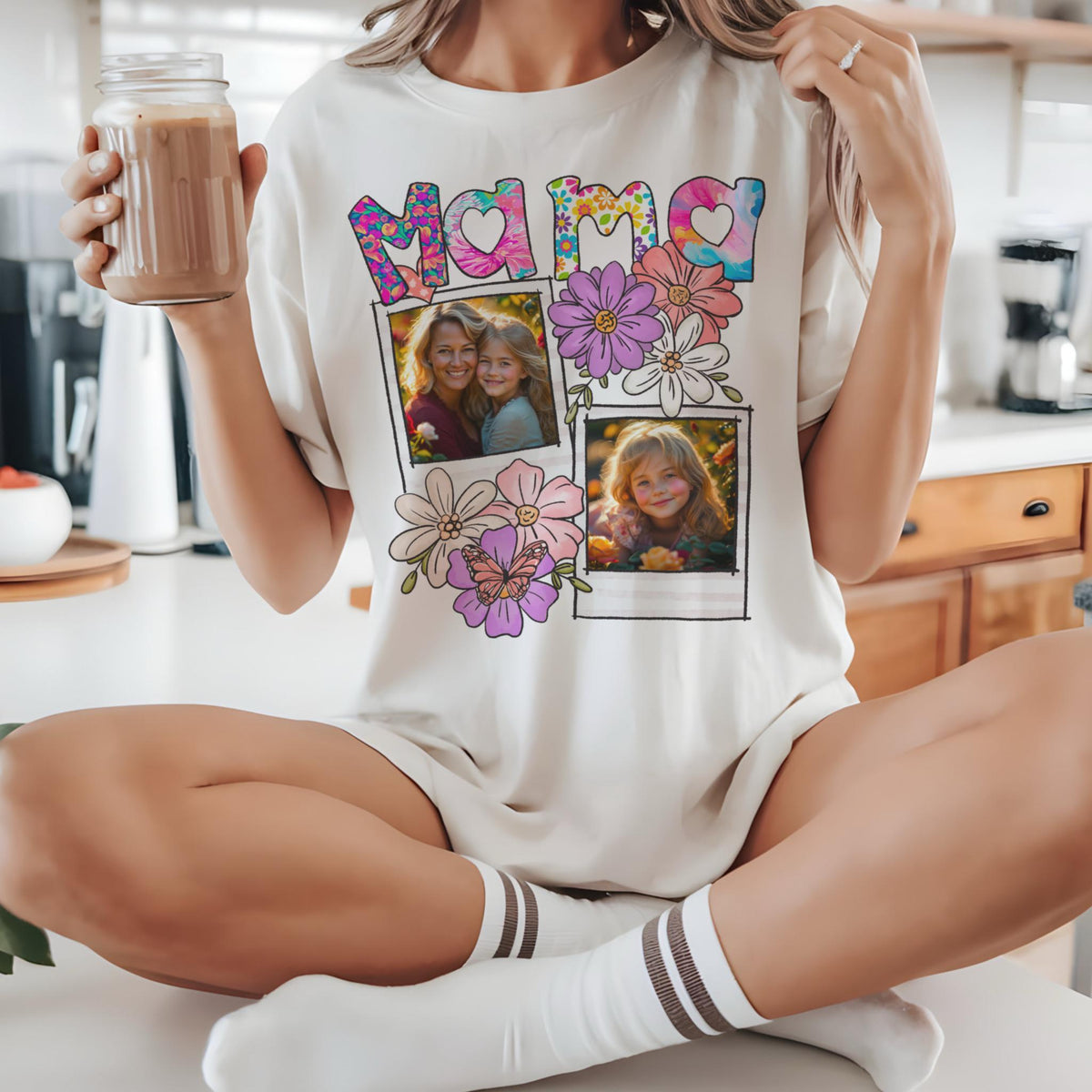 Custom Mama Shirt with Kids Photo – Pink Coquette Tee, Personalized Tee, Cute Mom Shirt, Gift Shirt for Her