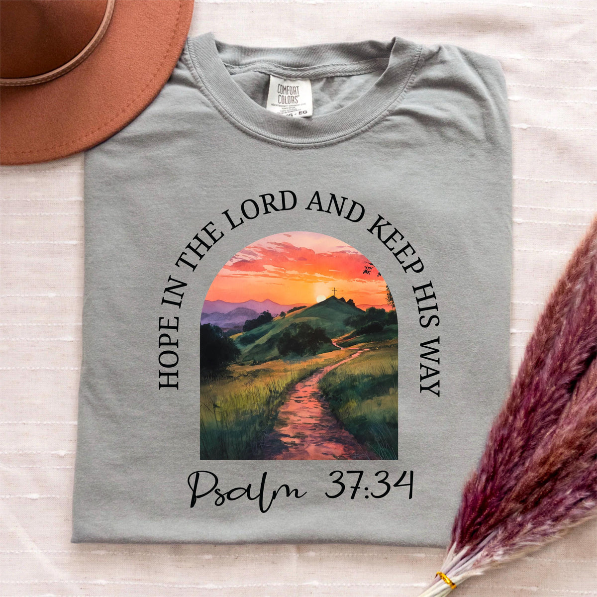 Hope in the Lord Shirt, Trendy Christian Tee, Floral Bible Verse Shirt, Psalm 37:34 Tee, Gift for Her
