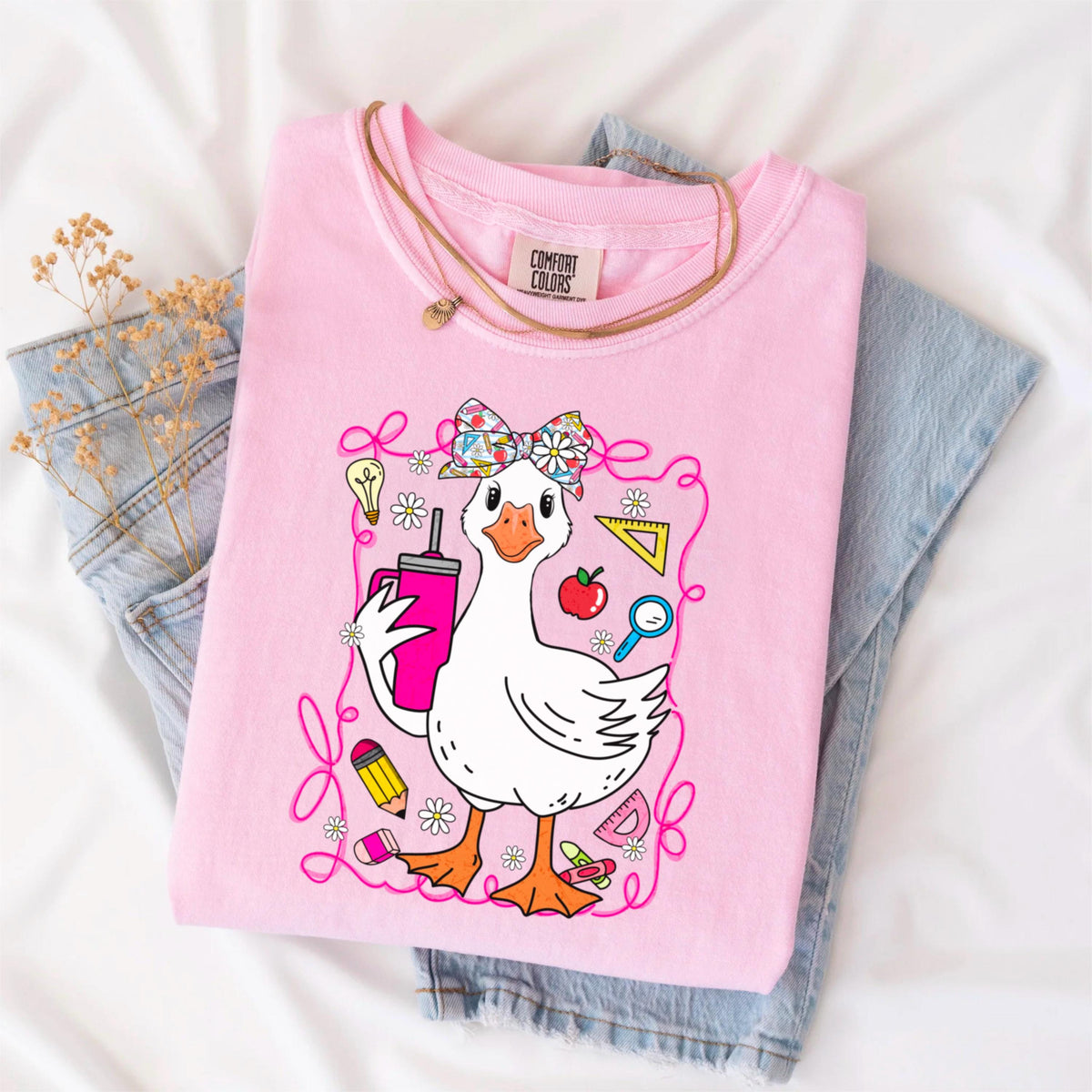 Silly Teacher Goose Shirt, Preppy Coquette Teacher Tee, Funny Back to School Shirt, New Elementary Teacher Shirt