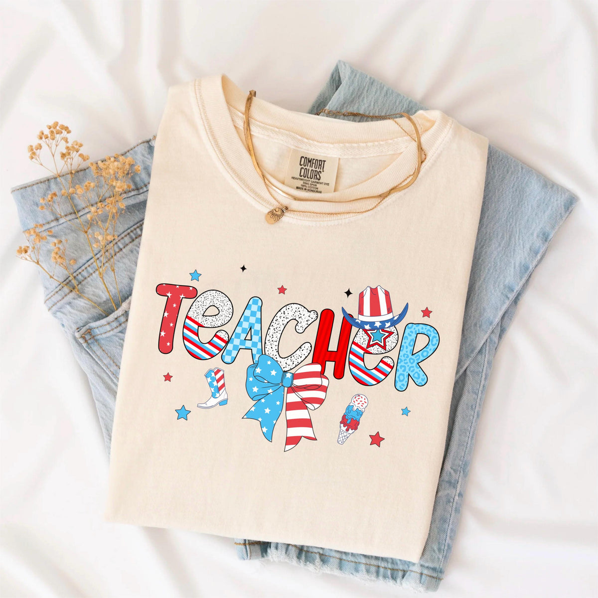 American Teacher Shirt, 4th of July USA Flag Teacher Tee, Patriotic Teachers Shirt, Fourth of July Shirt, Red White Blue School Shirt