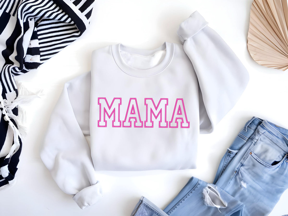 Embroidered Mama Sweatshirt: Trendy Mom Crewneck