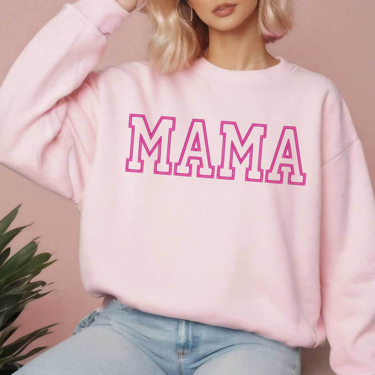 Embroidered Mama Sweatshirt: Trendy Mom Crewneck